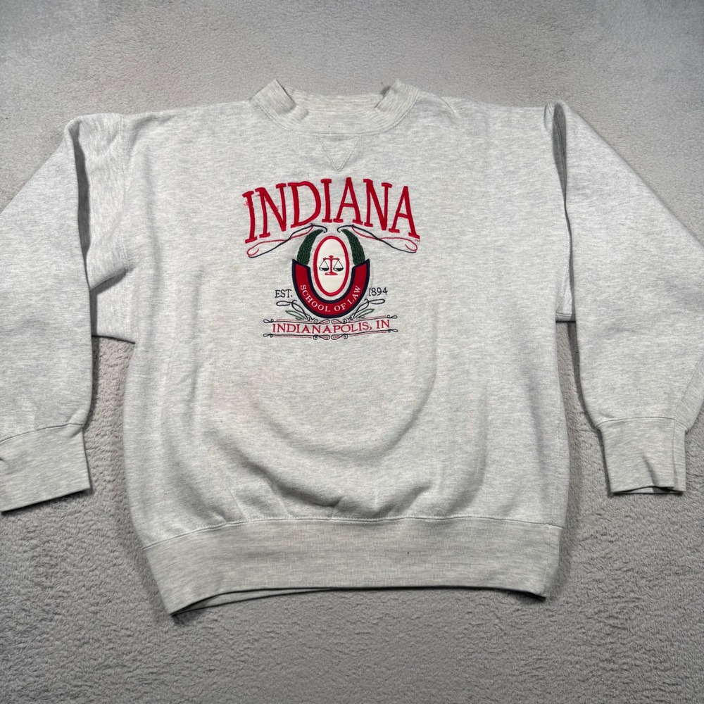 Vintage 90s Indiana School of Law Sweatshirt Women M Gray College IU Embroidered